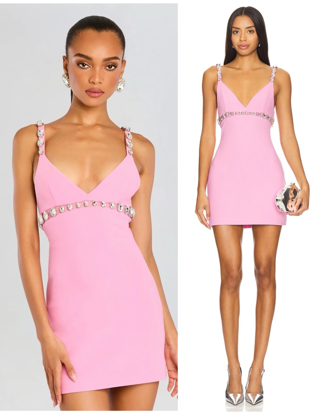 NWT Retrofete Polly Crystal Embellished Pink Mini Short Dress Women’s Medium
